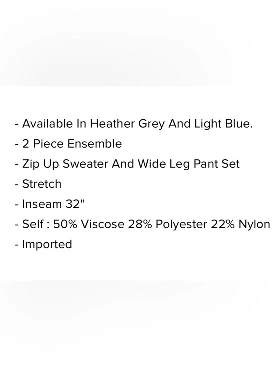 Zip Up Sweater Pant Set Grey Small - Picture 4 of 4